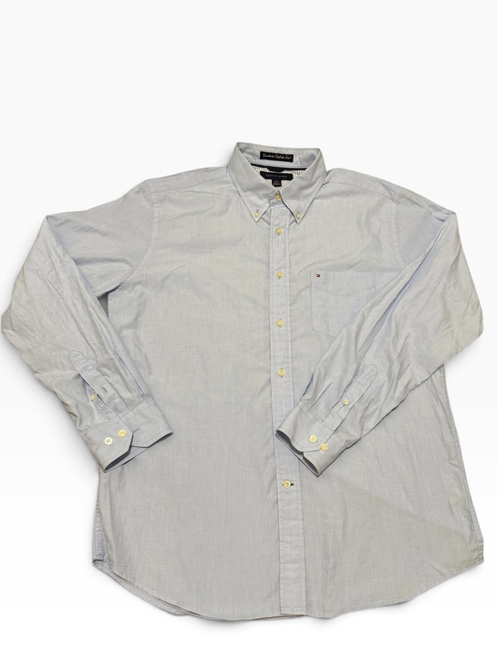 Tommy Hilfiger Men's Graduate End-on-End Button Down Shirt Light Blue Size L
